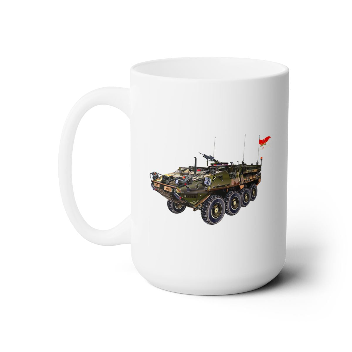 White Ceramic Mug 15oz - Army - 3rd Squadron, 17th Cavalry Regiment Stryker Vehicle wo Txt