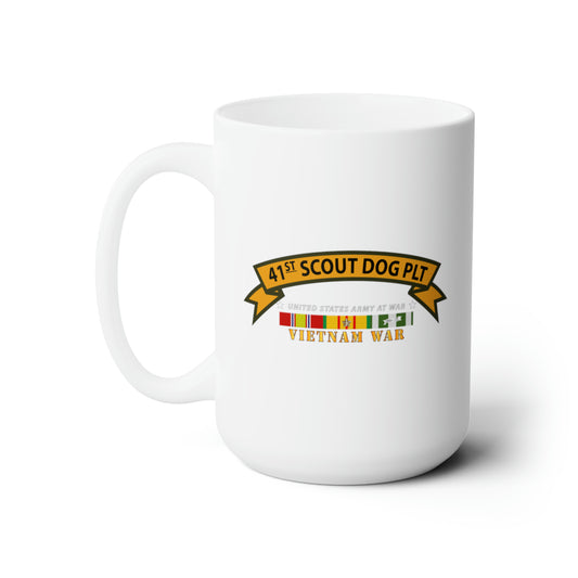 White Ceramic Mug 15oz - Army - 41st  Scout Dog Platoon wo Txt  w VN SVC