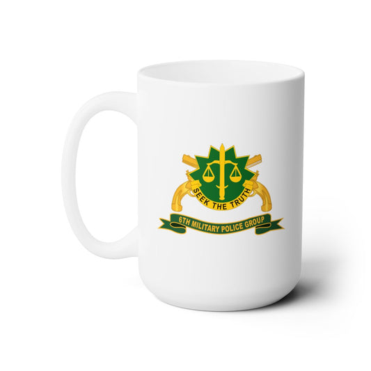 White Ceramic Mug 15oz - Army - 6th Military Police Group w Br - Ribbon