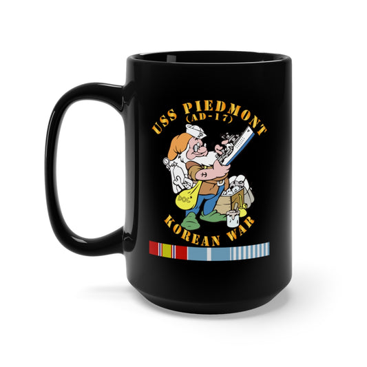 Black Mug 15oz - USS Piedmont (AD-17) w Korea SVC - Korean War