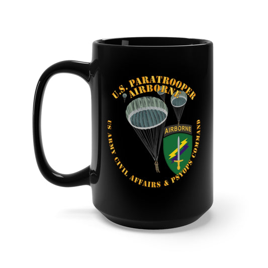 Black Mug 15oz - Army - US Paratrooper - USACAPOC