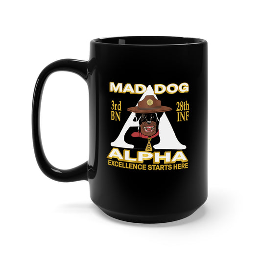 Black Mug 15oz - 3rd Bn 28th Inf - alpha - Mad Dog