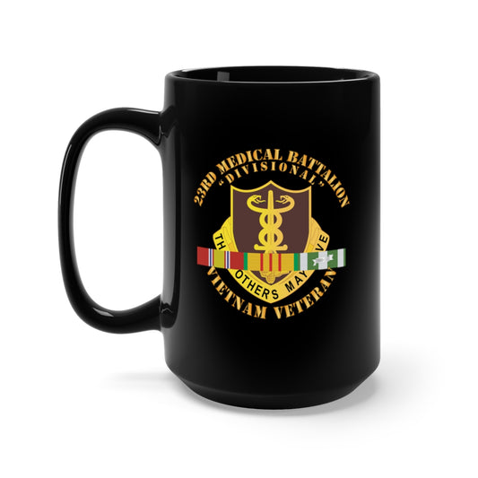Black Mug 15oz - 23rd Medical Battalion w SVC Ribbon wo DS X300