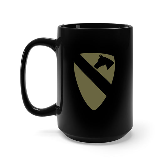 Black Mug 15oz - SSI - 1st Cavalry Division - Subdued X 300