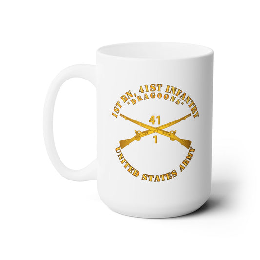 White Ceramic Mug 15oz - Army - 1st Bn, 41st Infantry - Dragoons