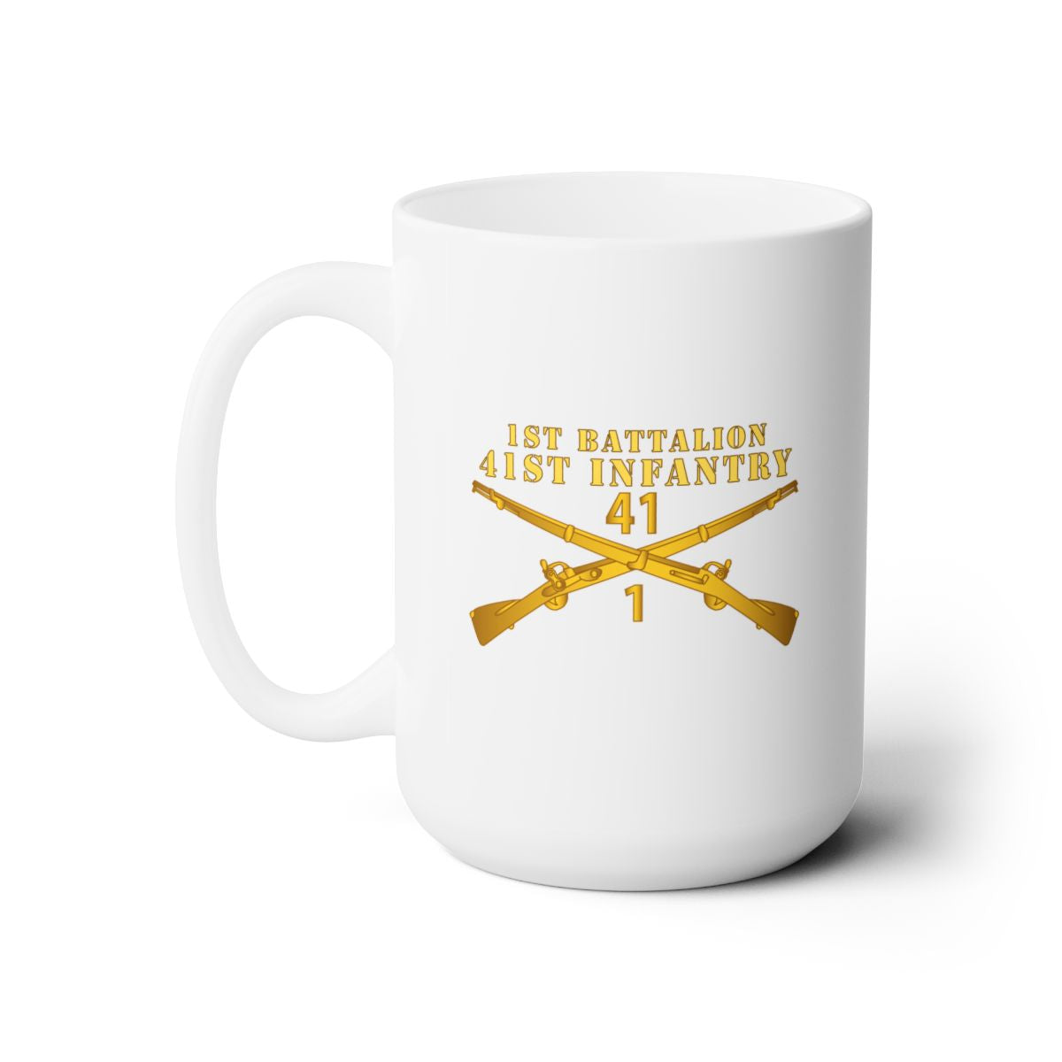 White Ceramic Mug 15oz - Army - 1st Bn 41st  Infantry X 300 - Hat