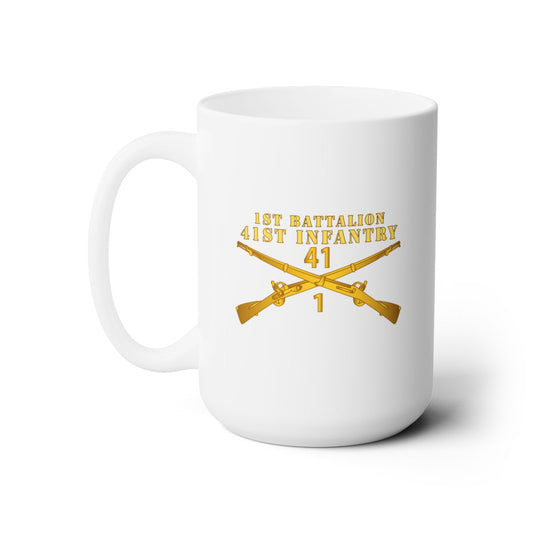 White Ceramic Mug 15oz - Army - 1st Bn 41st  Infantry X 300 - Hat