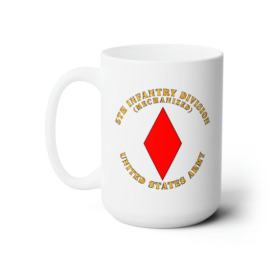 White Ceramic Mug 15oz - Army - 5th Infantry Division - US Army