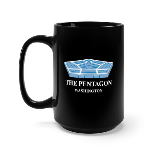 Black Mug 15oz - Army - The Pentagon w Bldg - Txt X 300