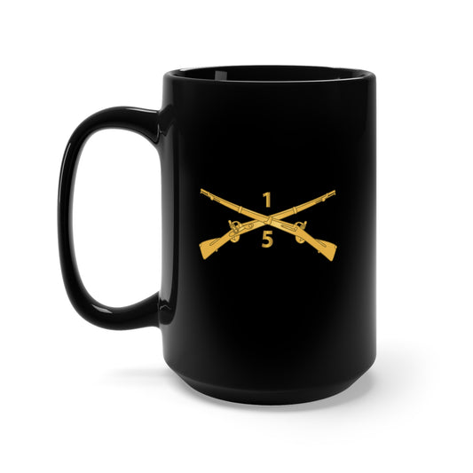 Black Mug 15oz -  Army - 5th Battalion, 1st Infantry Regiment Branch - wo Txt