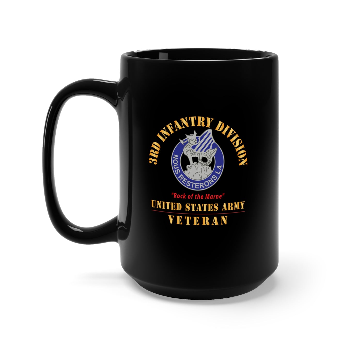 Black Mug 15oz - Army - DUI - 3rd Infantry Division - Rock of the Marne - US Army Veteran X 300