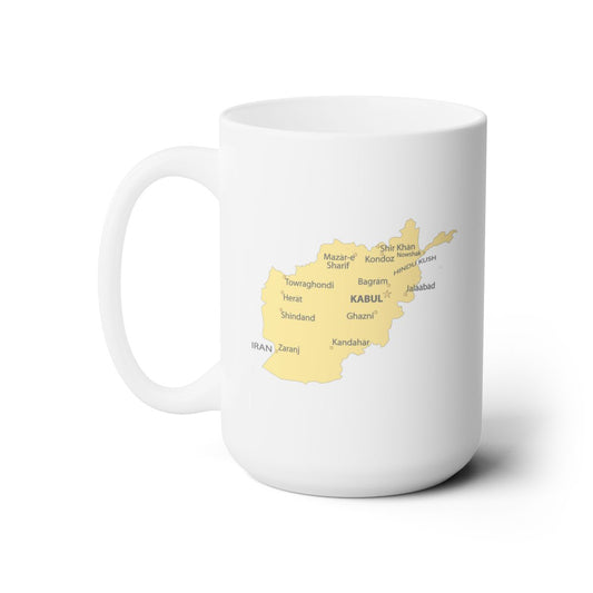 White Ceramic Mug 15oz - Afghan - Afghanistan Map