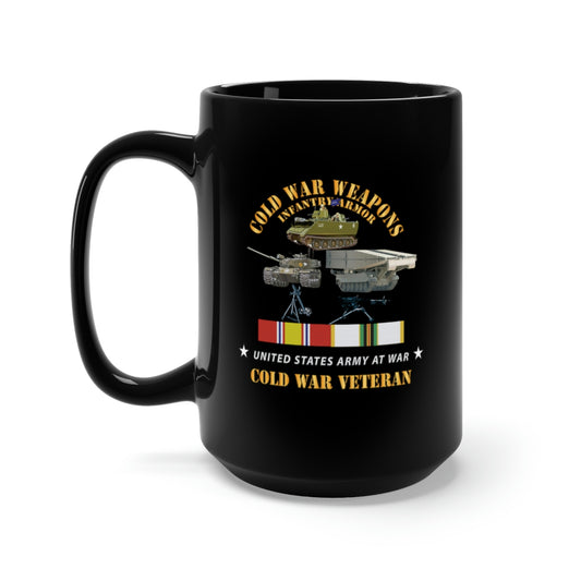 Black Mug 15oz - Cold War Weapons - Infantry Armor w Cold Vet - COLD SVC X 300