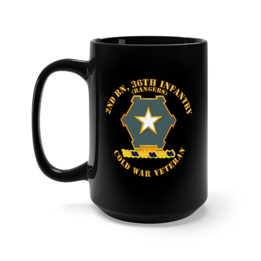 Black Mug 15oz - Army - 2nd Bn 36th Infantry DUI - Rangers - Cold War Vet