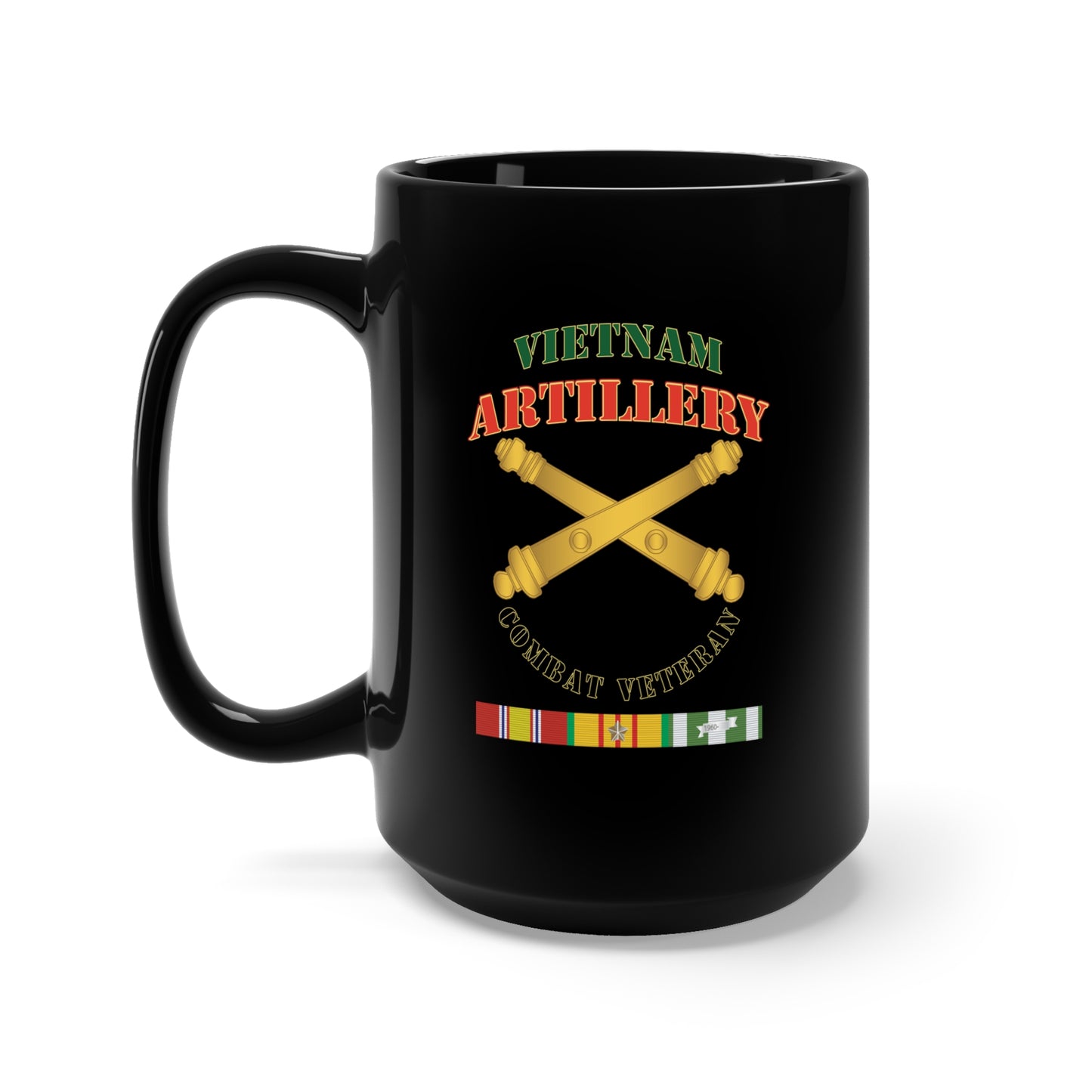 Black Mug 15oz - Army - Artillery - Vietnam - Combat Vet