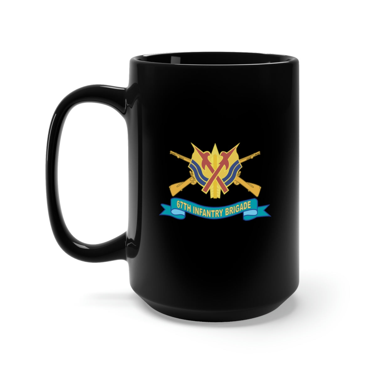 Black Mug 15oz - 67th Infantry Brigade w Br - DUI - Ribbon X 300