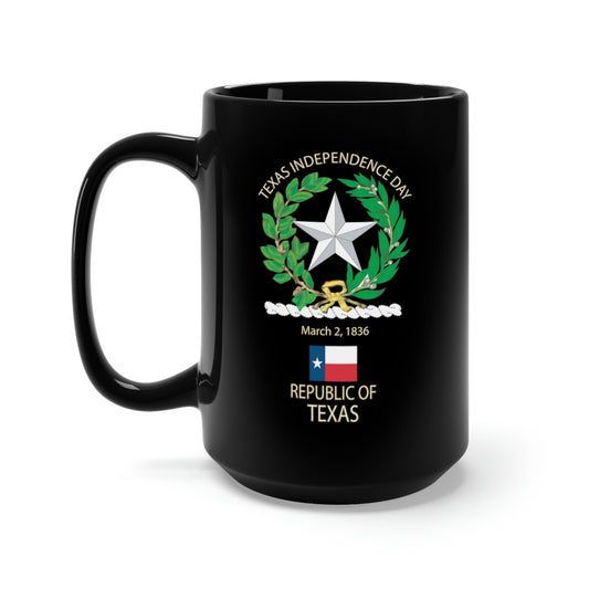 Black Mug 15oz - Texas Independence Day  - State Emblem  X 300