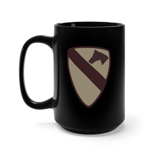 Black Mug 15oz - SSI - 1st Cavalry Division - Subdued Desert X 300