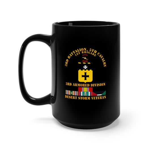 Black Mug 15oz - Army - 3rd Bn, 5th Cavalry - 3rd Armored Div - Desert Storm Veteran