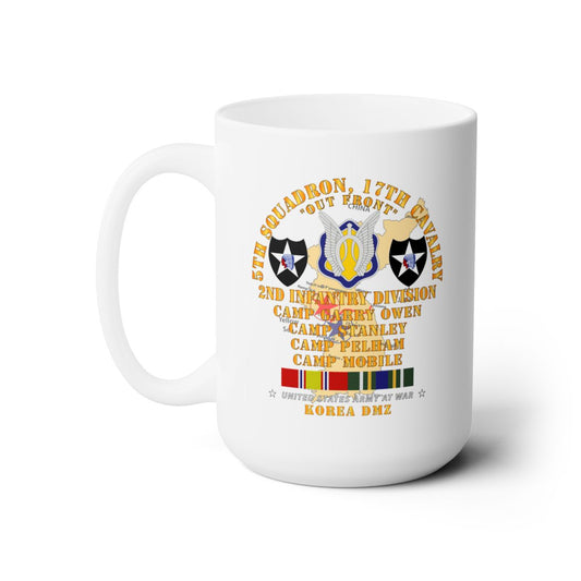 White Ceramic Mug 15oz - Army - 5th Squadron, 17th Cavalry - 2nd ID w Map w KOREA SVC