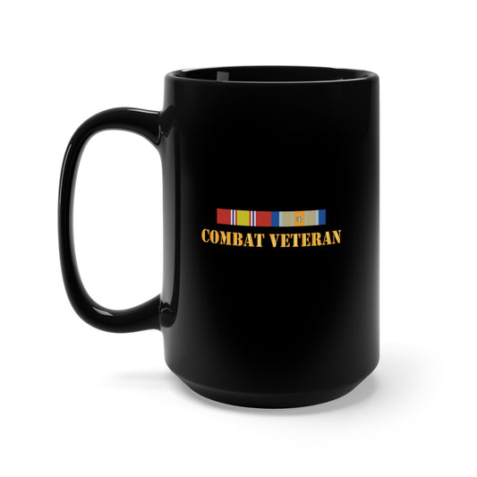 Black Mug 15oz - Army - Combat Veteran w Opn Inherent Resolve (OIR) SVC Bar  w Cbt Vet Only Txt X 300