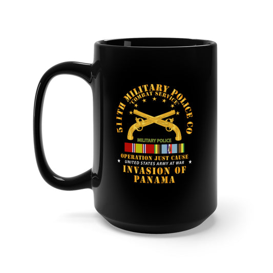 Black Mug 15oz - Just Cause - 511th Military Police Co w Svc Ribbons