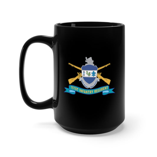 Black Mug 15oz - Army - 151st Infantry Regiment w Br - DUI - Ribbon X 300
