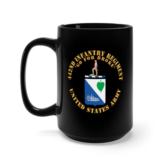 Black Mug 15oz - 442nd Infantry Regiment - COA - Go for Broke X 300