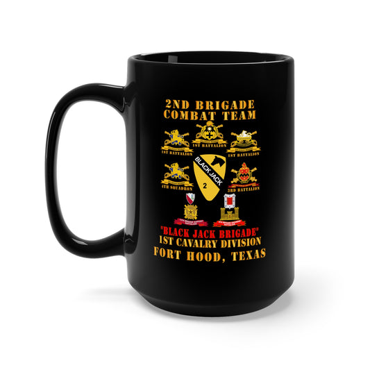 Black Mug 15oz - 2nd BCT, 1st Cav Division - BlackJack - All Sub Units w Ribbon X 300