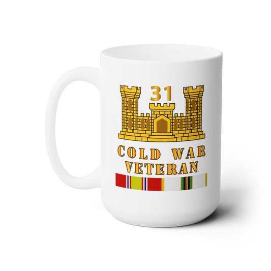 White Ceramic Mug 15oz - Army - 31st Engineer Battalion - ENG Branch - Cold War Vet w COLD SVC