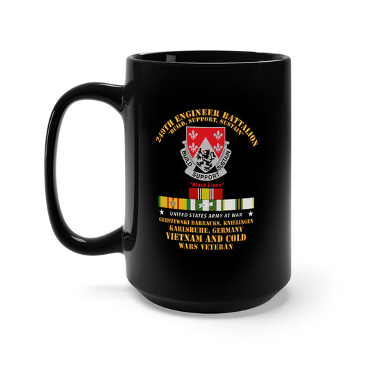 Black Mug 15oz - Army - 249th Engineer Bn - Karlsruhe, Germany w VN and COLD SVC