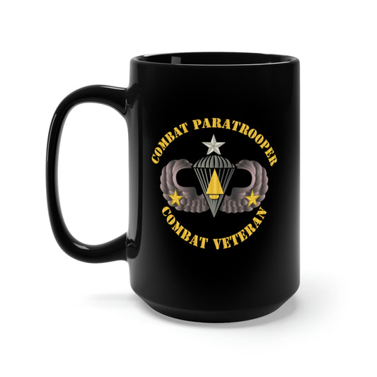 Black Mug 15oz - Army - Combat Paratrooper - Combat Veteran