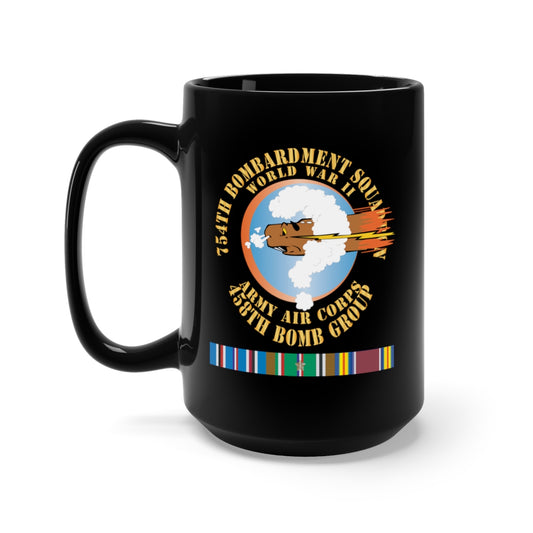 Black Mug 15oz - 754th Bombardment Squadron - 458th Bomb Group - WWII w EUR SVC X 300