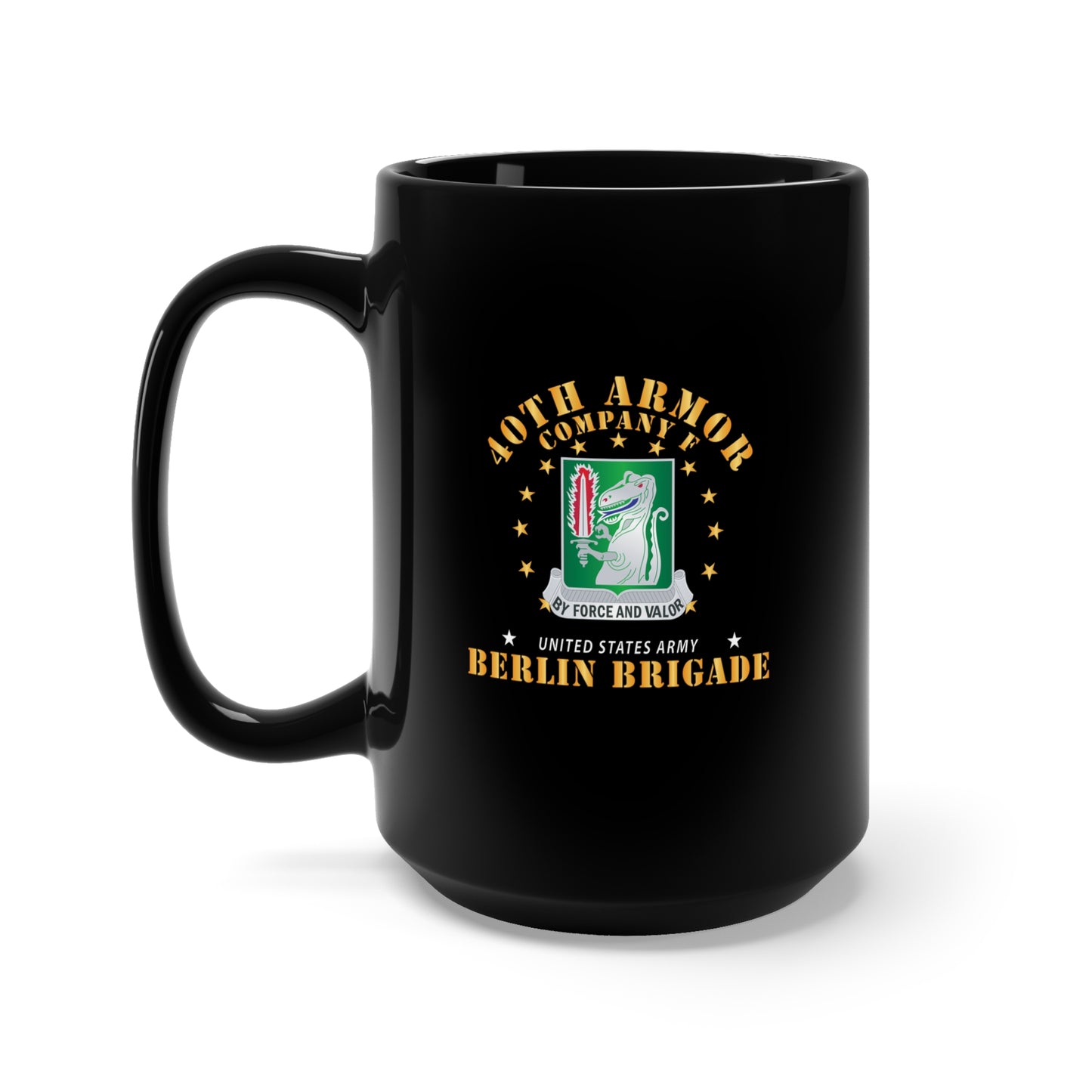Black Mug 15oz - Army - Company F 40th Armor - Berlin Brigade