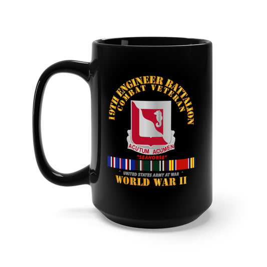Black Mug 15oz - Army - 19th Engineer Battalion - WWII w EU SVC