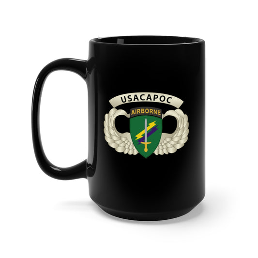 Black Mug 15oz - Army - USACAPOC Wings with Wing Tab
