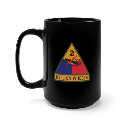 Black Mug 15oz - SSI - 2nd Armored Division w Name Tape X 300