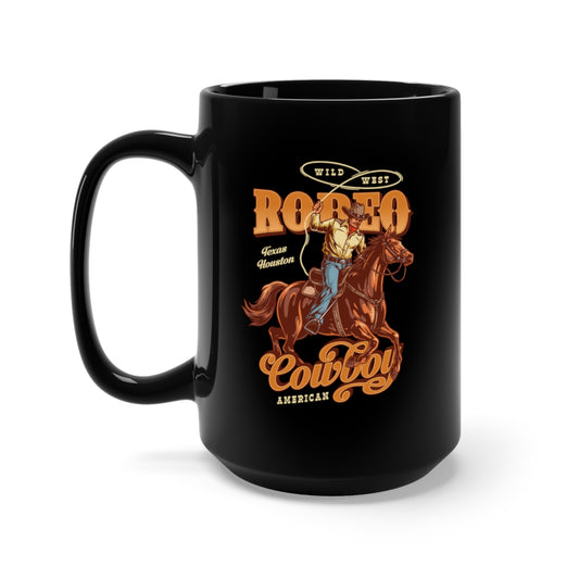 Black Mug 15oz - Rodeo Cowboy X 300