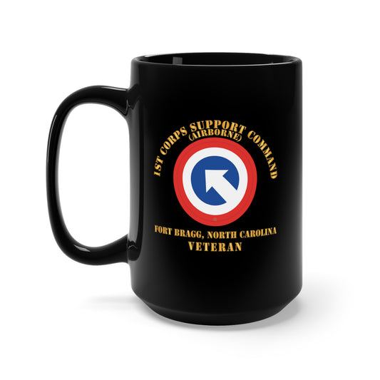 Black Mug 15oz - Army - 1st Corps Support Command (COSCOM)  - FBNC - Veteran X 300
