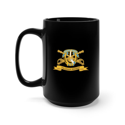 Black Mug 15oz - Army  - 7th Cavalry Regiment w Br - Ribbon X 300