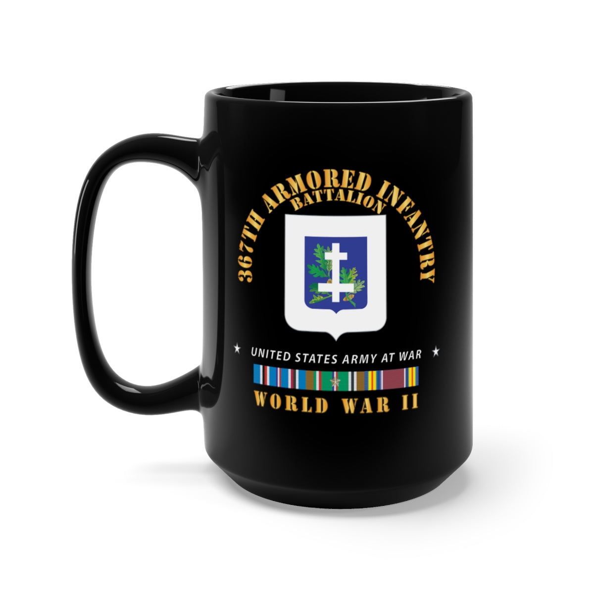 Black Mug 15oz - 367th Armored Infantry Battalion - DUI  w EUR SVC X 300