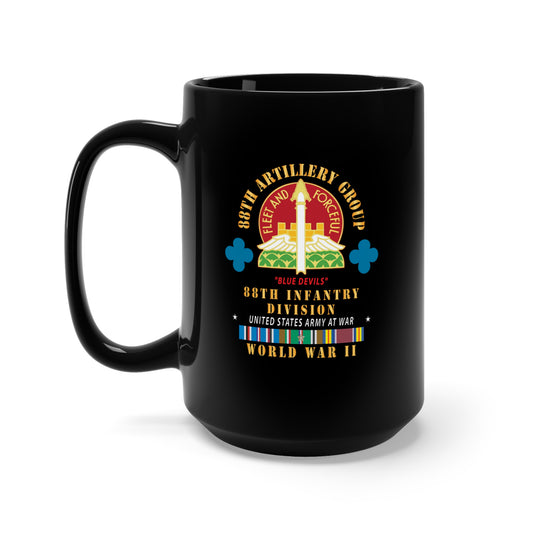 Black Mug 15oz - 88th Artillery Group - DUI - 88th Infantry Division - Blue Devils - w WWII EUR SVC X 300