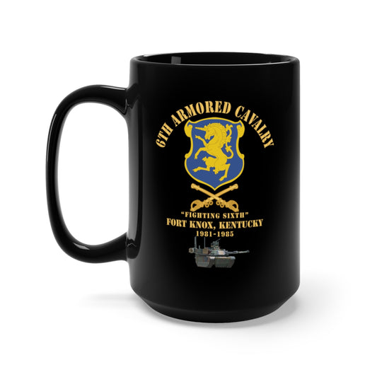 Black Coffee Mug 15oz - Army - 6th ACR w Cav Br Ft Knox Kentucky - 1981-1985 w M1 Green X 300