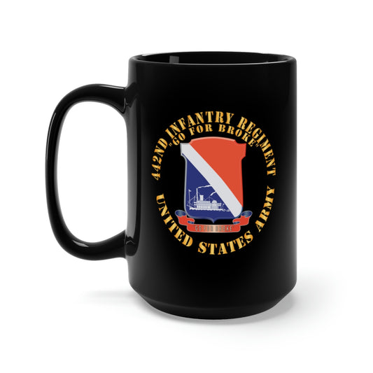 Black Mug 15oz - 442nd Infantry Regiment - DUI - Go for Broke X 300