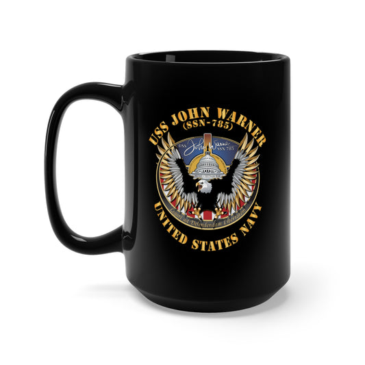 Black Mug 15oz - USS John Warner (SSN 785) w Txt X 300