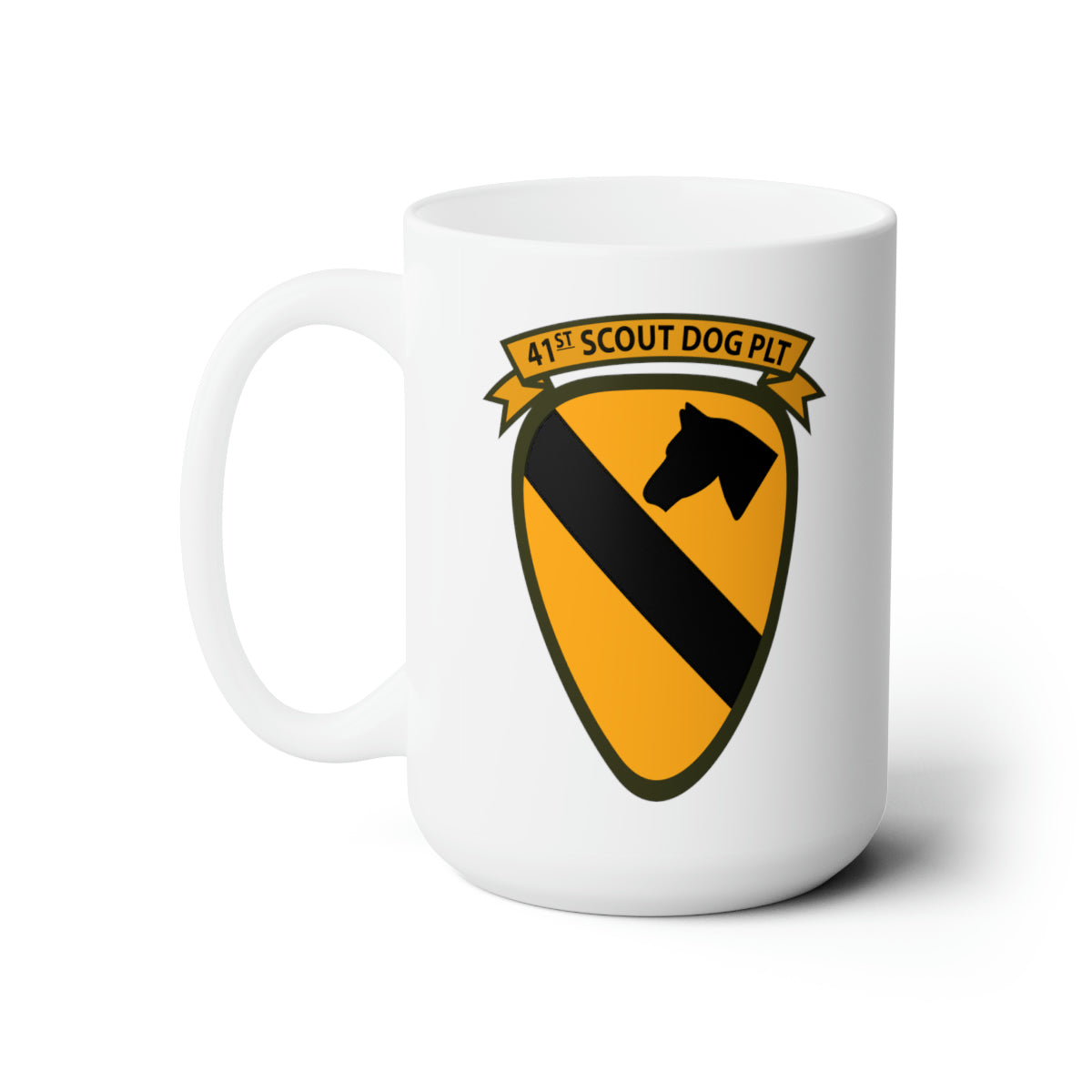 White Ceramic Mug 15oz - Army - 41st  Scout Dog Platoon 1st Cav wo Txt