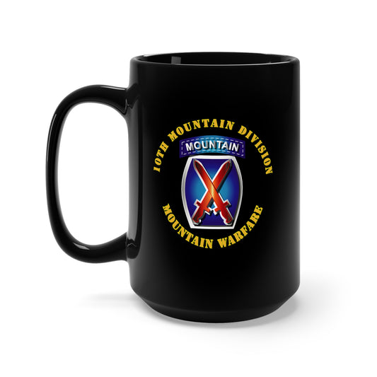 Black Mug 15oz - Army - 10th Mountain Division - SSI
