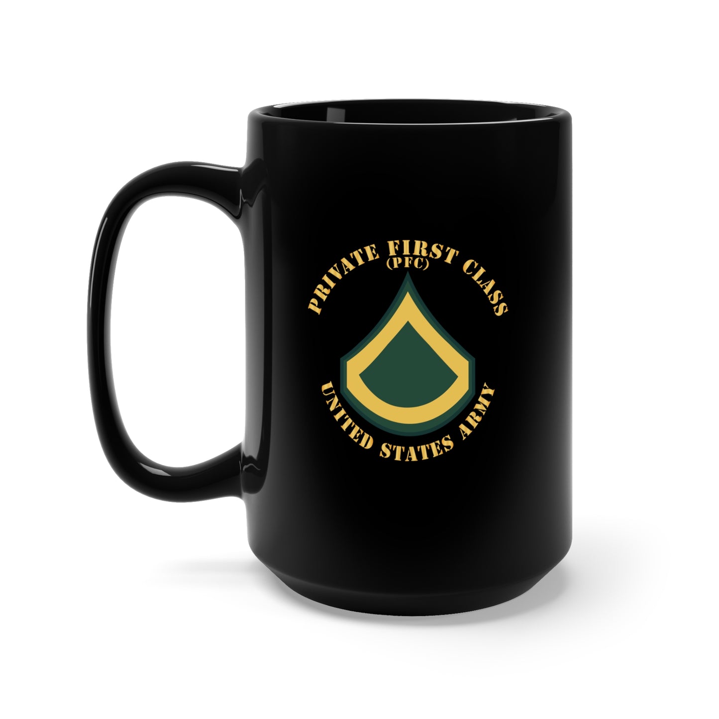 Black Mug 15oz - Army - Private First Class - PFC - Flat