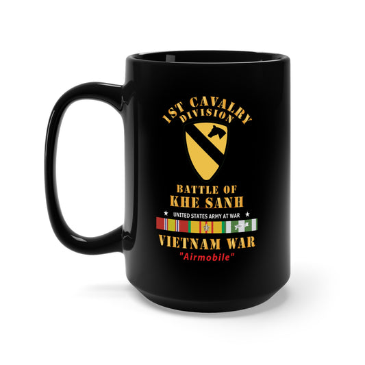 Black Mug 15oz - Army - 1st Cavalry Division - SSI - Battle of Khe Sanh - VIetnam War - Airmobile w VN