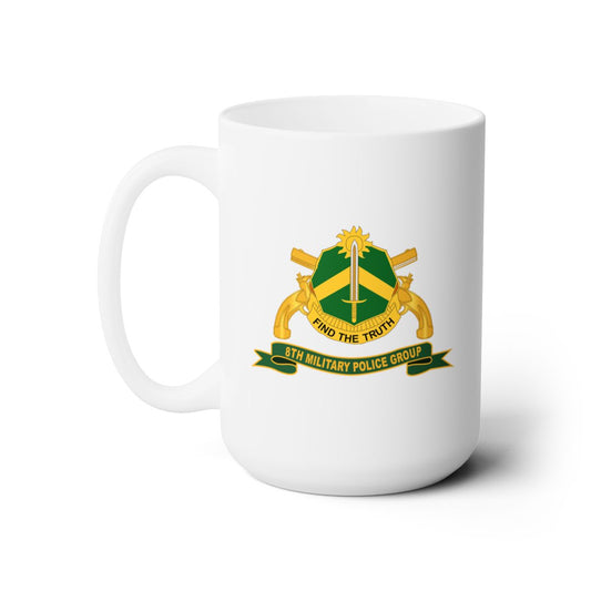 White Ceramic Mug 15oz - Army - 8th Military Police Group w Br - Ribbon